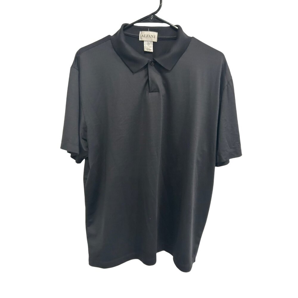 Alfani Mens Black Polo Shirt Nylon Lycra Blend Size Large